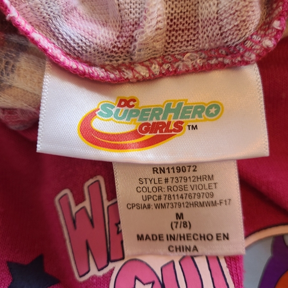 (1584) DC Super Hero Girls Hoodie Long Sleeve Shirt,  Size: Medium Color: Pink - Picture 5 of 14